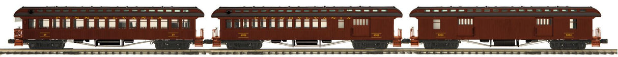 MTH Pennsylvania O Scale Premier 3-Car 64' Woodsided Passenger Add-On Set 20-62024