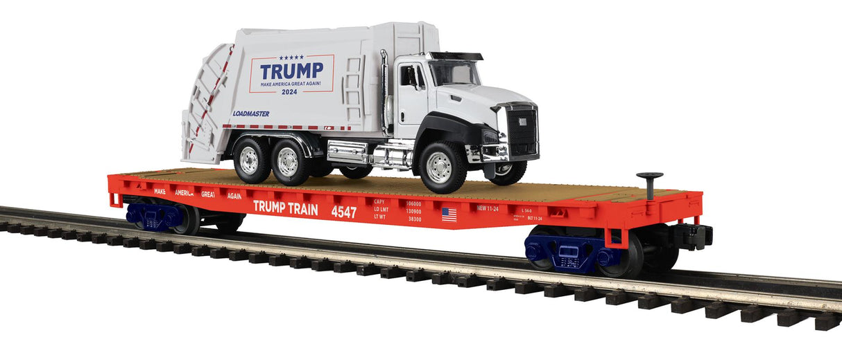 Donald J. Trump O Scale Premier Flat Car with Garbage Truck 20-95796