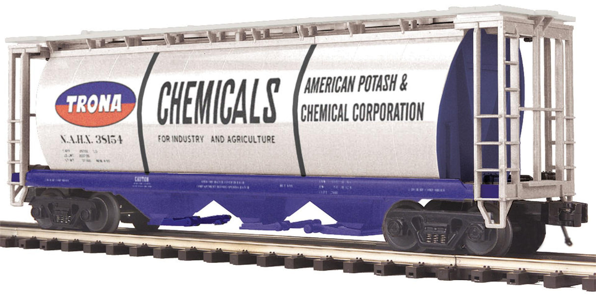 MTH 20-97607 Trona Chemicals O Scale Premier 3-Bay Cylindrical Hopper Car 2-Car Set