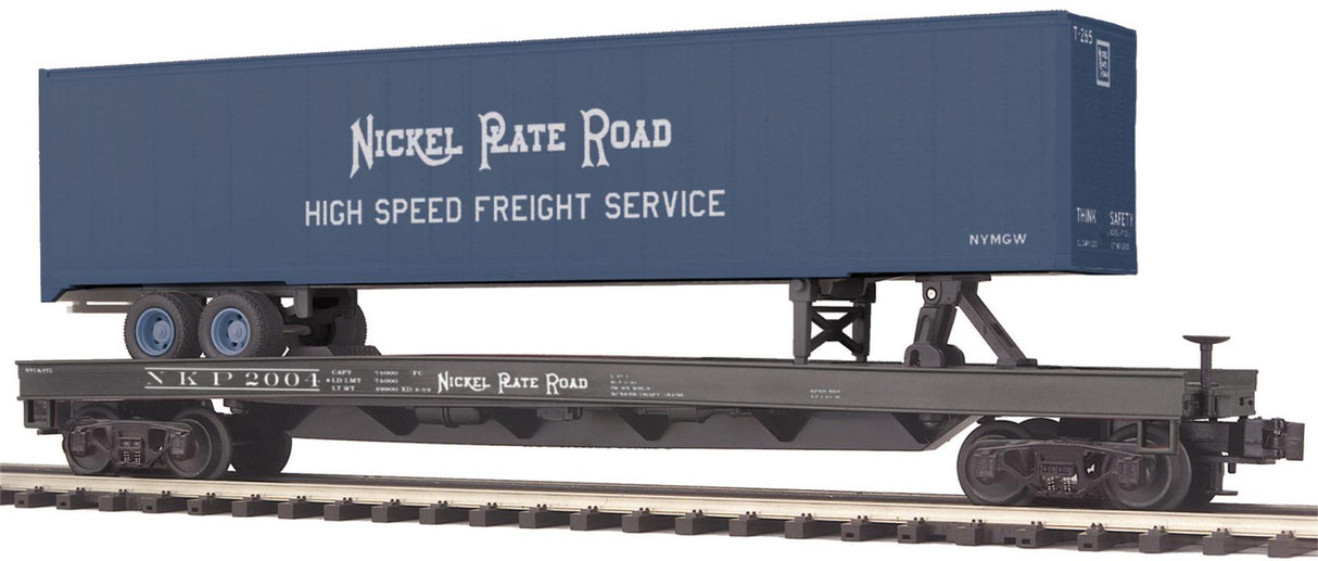 MTH 20-98415 Nickel Plate Road O Scale Premier Flat Car w/ 48' Trailer