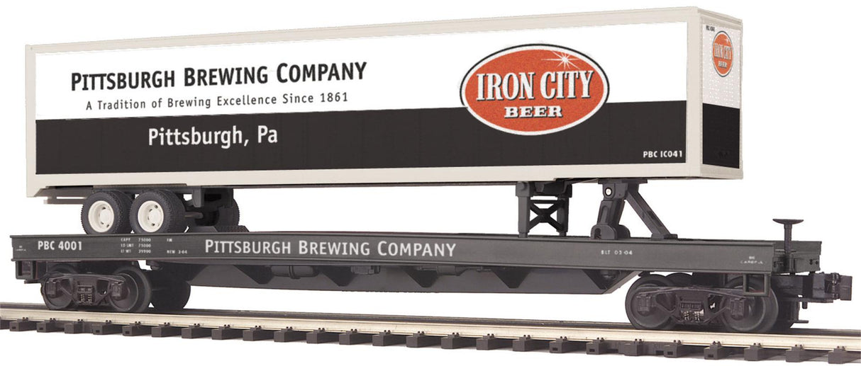 MTH 20-98416 Pittsburgh Brewing Co. O Scale Premier Flat Car w/ 48' Trailer