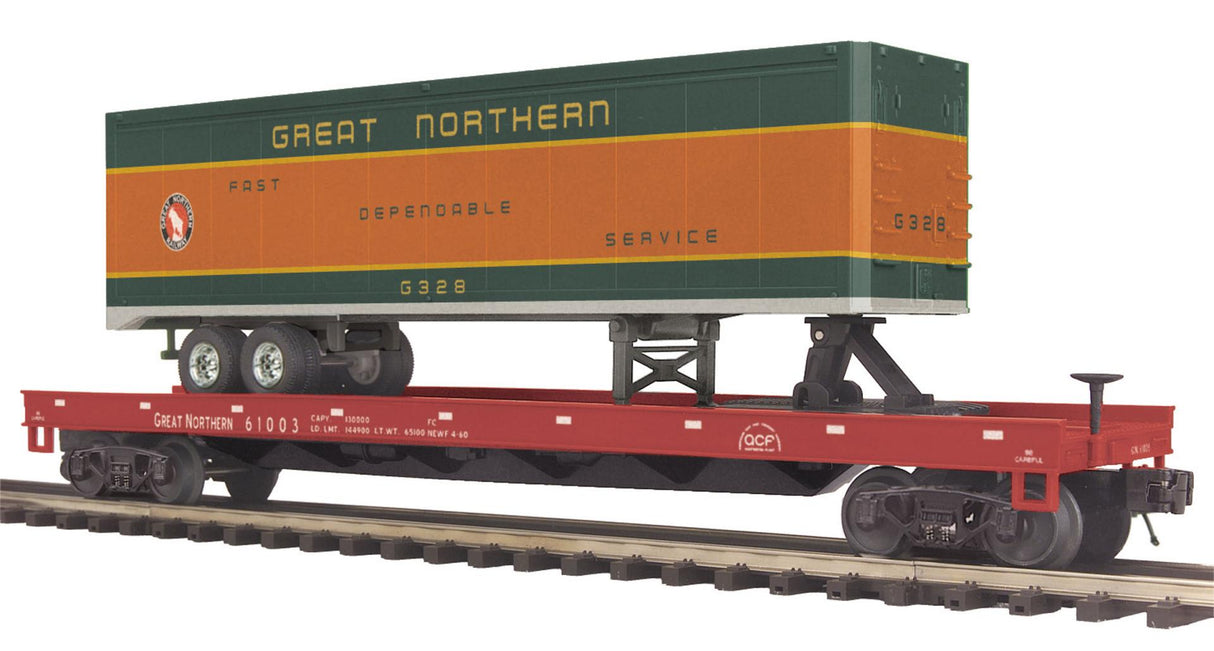 MTH 20-98550 Great Northern O Scale Premier Flat Car w/ 48' Trailer