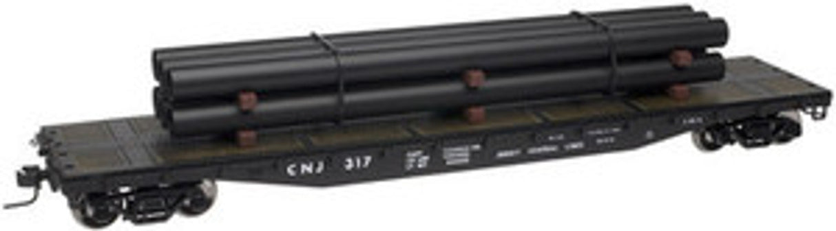 Atlas #0939 Trainman Jersey Central 52' 6" Flat Car with Pipe Load (3-Rail)