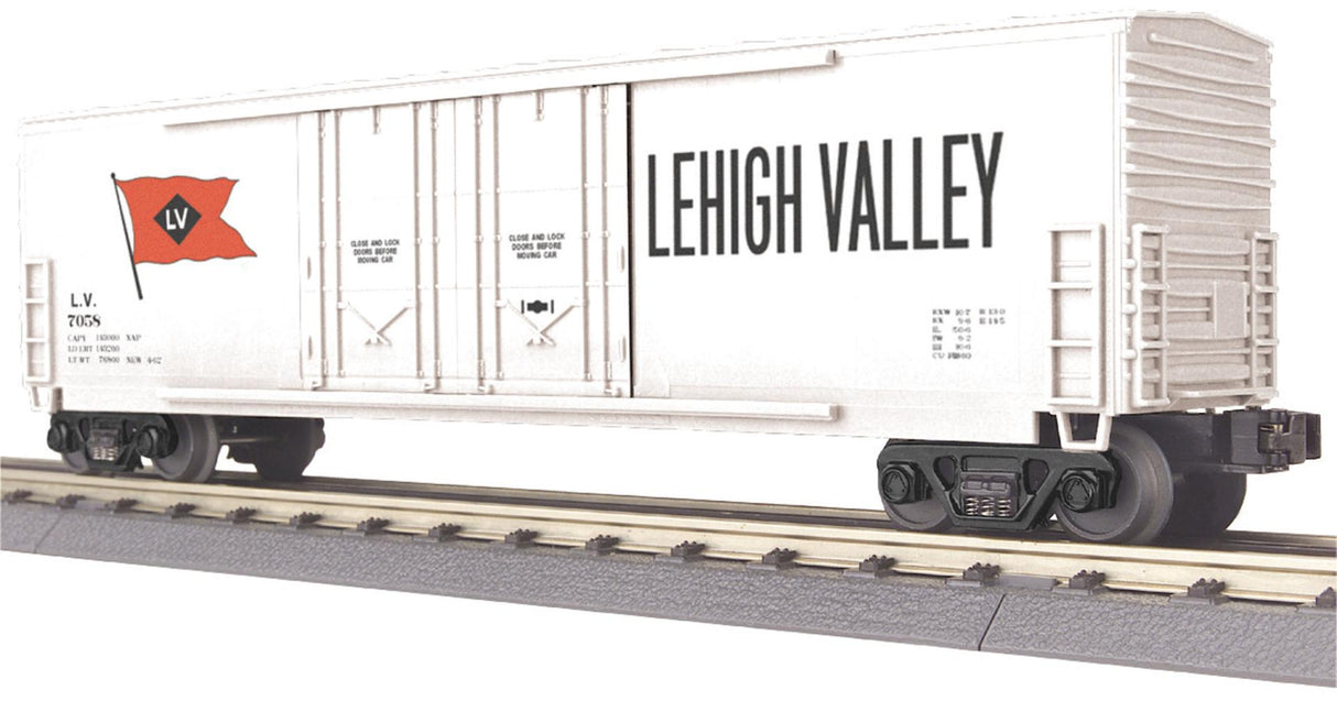 MTH 30-74432 Lehigh Valley O Gauge RailKing 50' Double Door Plugged Boxcar