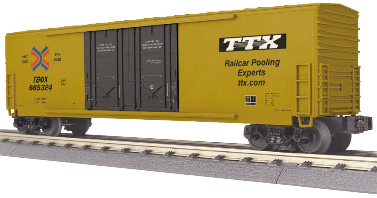 MTH 30-74523 TTX O Gauge RailKing 50' Double Door Plugged Boxcar