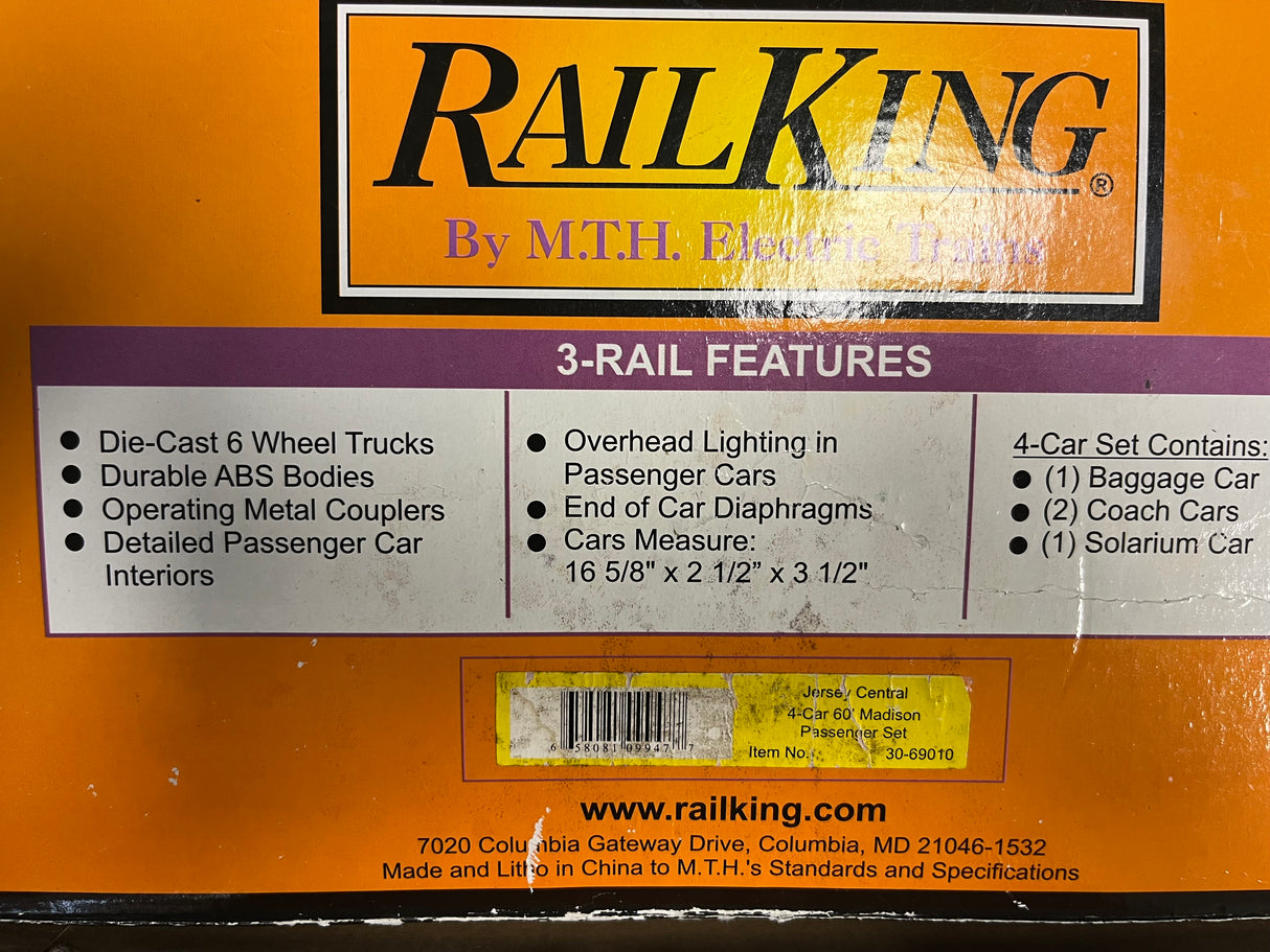MTH RAILKING 30-69012 JERSEY CENTRAL MADISON PASSENGER CAR SET OF 7