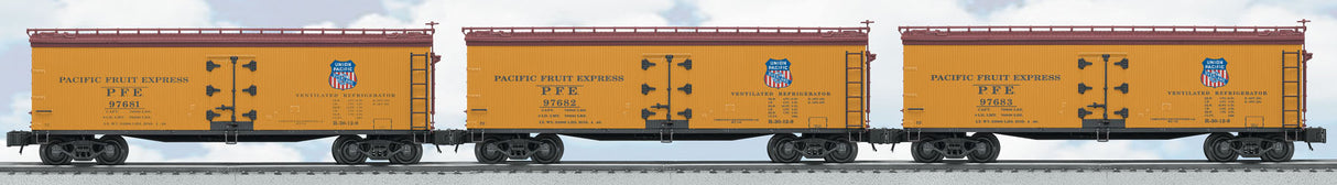Lionel 6-11657 Pacific Fruit Express 40' Wood-Sided Refrigerator Car 3-Pack