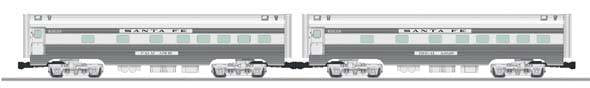 Santa Fe "Super Chief" Aluminum Streamlined Passenger Car 2-Pack