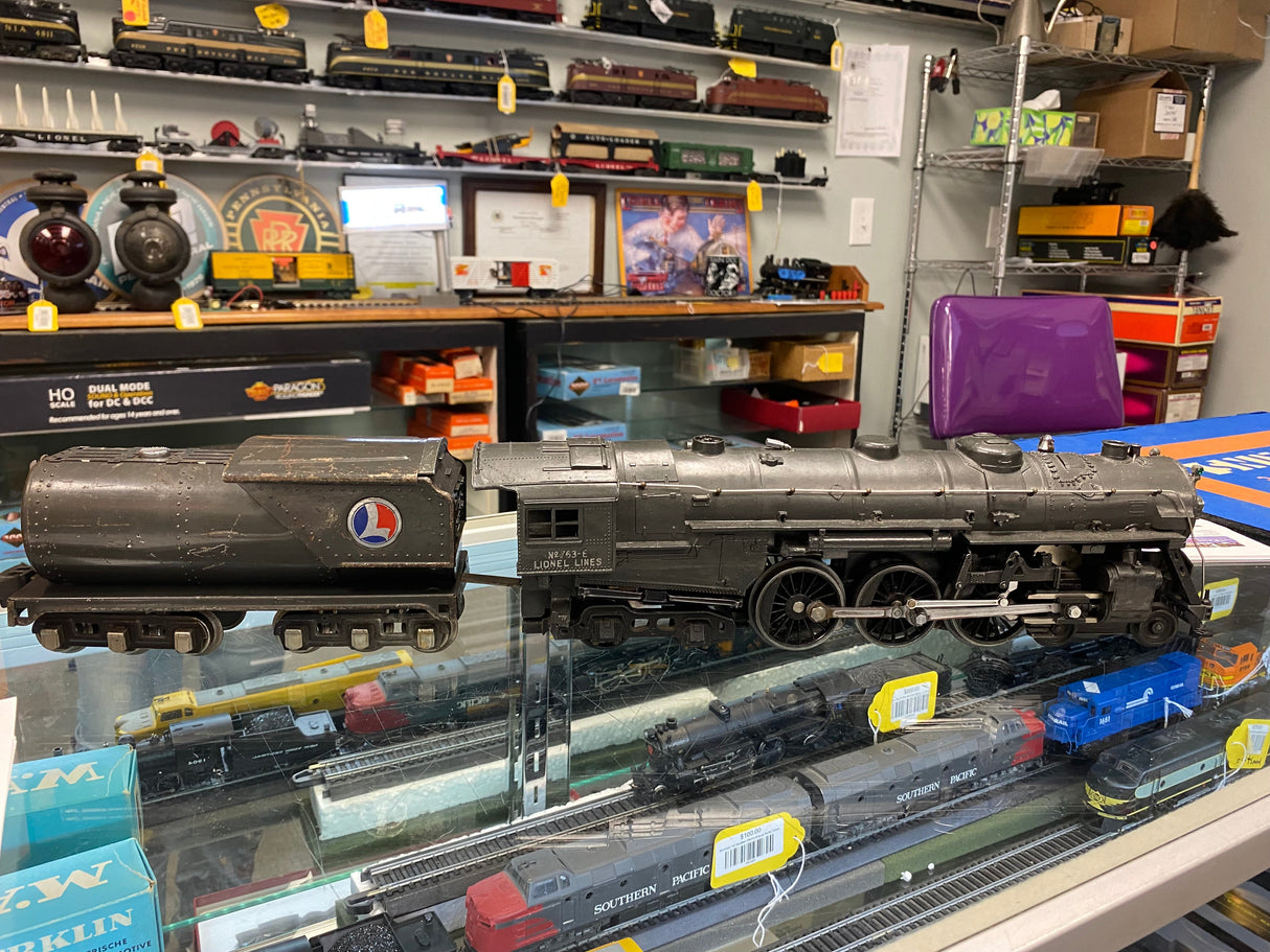 Lionel 763E prewar O gauge gunmetal Hudson steam locomotive and tender