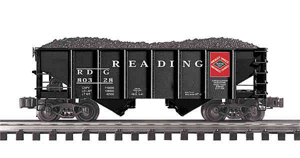 K-Line K6253 Reading Die Cast Ribbed Hopper 2-Bay Hopper with Coal Load