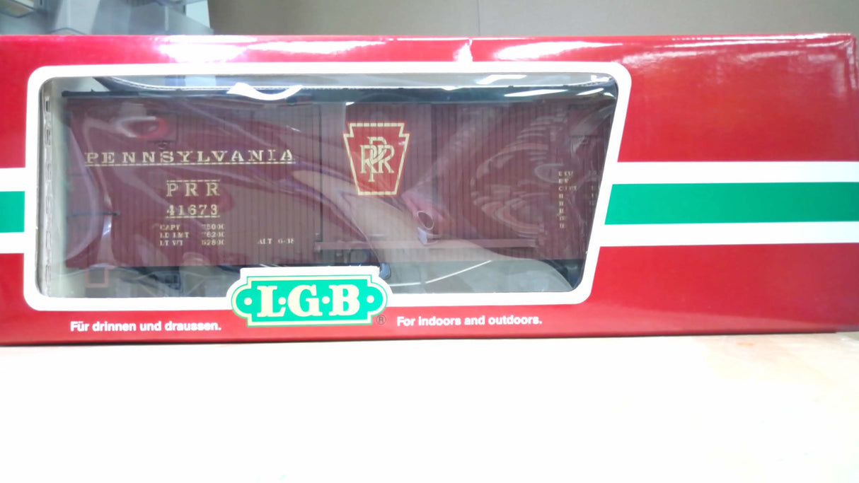 LGB 41673 Pennsylvania PRR brown wood sided box car New In Box