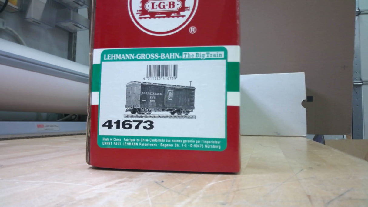 LGB 41673 Pennsylvania PRR brown wood sided box car New In Box