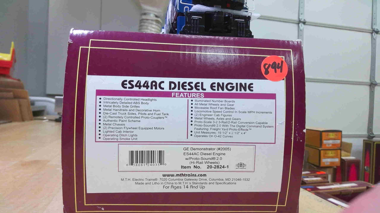 MTH GE Demonstrator O Scale Premier ES44AC Diesel Engine w/Proto-Sound 2.0 (Hi-Rail Wheels)