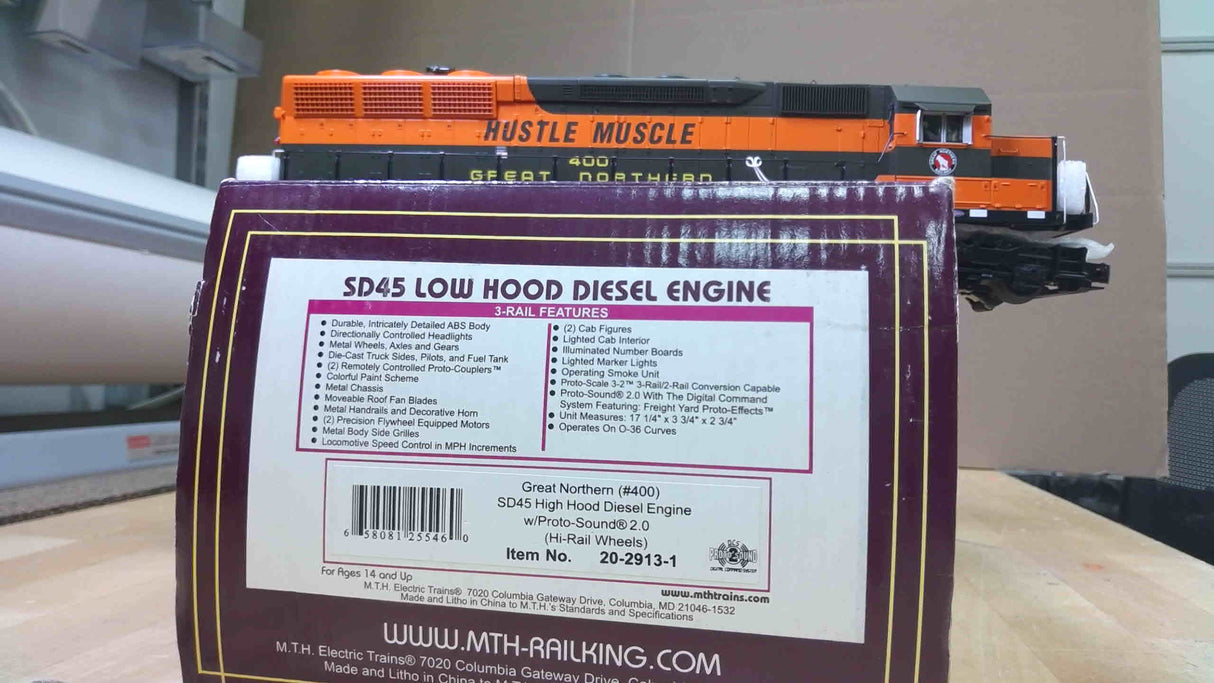 Great Northern O Scale Premier SD45 Low Hood Diesel Engine w/Proto-Soundr 2.0 (Hi-Rail Wheels) NIB
