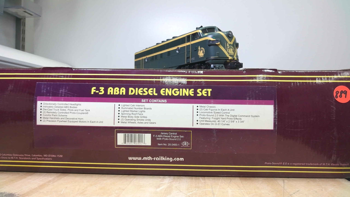 MTH Jersey Central O Scale Premier F-3 ABA Diesel Set - With Proto-Sound 2.0 NIB