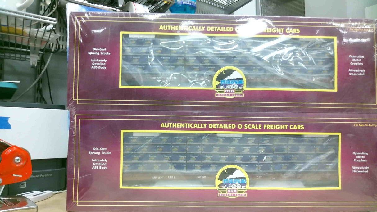 MTH Union Pacific O Scale Premier Center Beam Flat Car 2 Pack NEW IN BOX