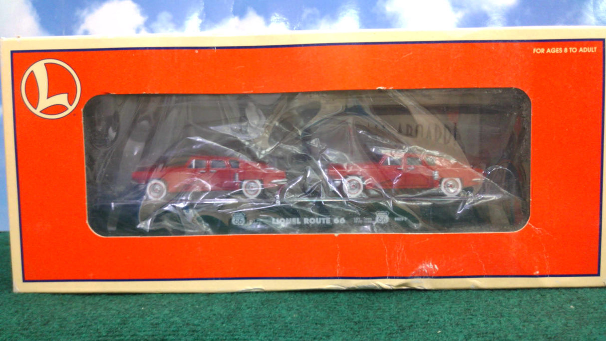 Lionel 6-36000 O Gauge Route 66 Flatcar w/ 2 Sedans