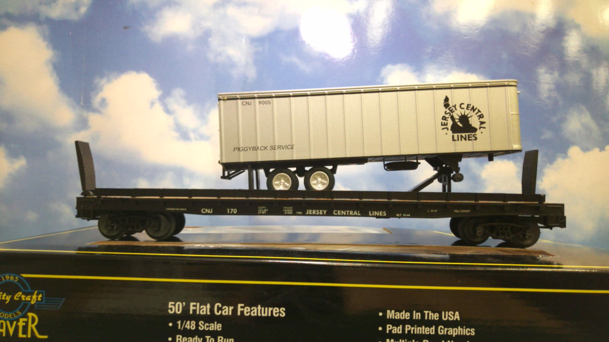 Weaver Central New Jersey 50' Flatcar with 35' Trailer (2- OR 3-Rail)