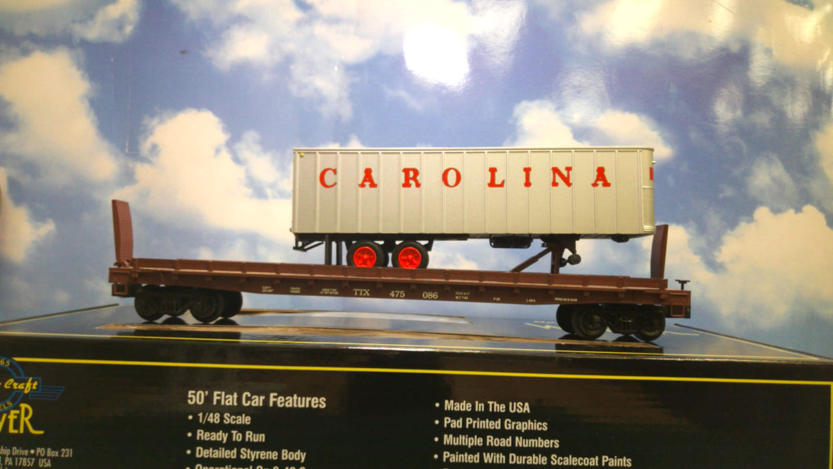 Weaver U23001 TTX Carolina 50' Flatcar with 35' Trailer (3-Rail)