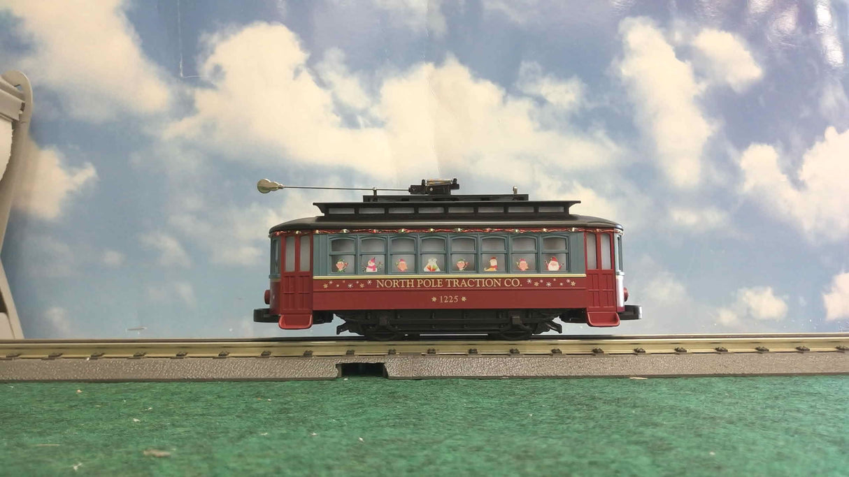 MTH 30-5255 Bump-N-Go Trolley North Pole Traction #1225 w/Multicolored LED Lights