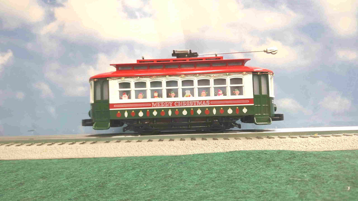 MTH 30-5254 Bump-N-Go Christmas Trolley w/Multicolored LED Lights