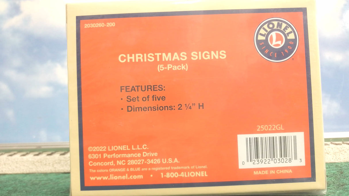 Lionel 2030260 Christmas Signs 5-Pack