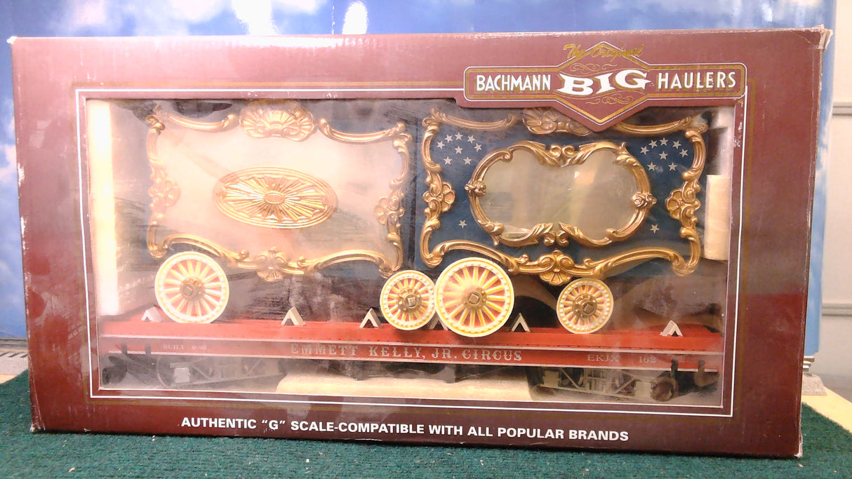 BACHMANN BIG HAULERS #92705 G-GAUGE FLATCAR WITH TABLEAU WAGON