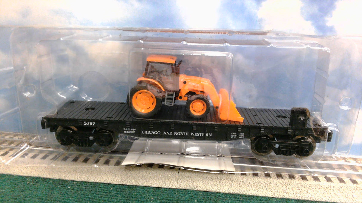 Menards 279-3186 O Chicago & North Western Flatcar with Kubota Tractor