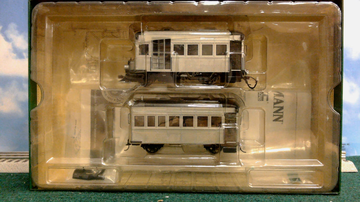 BACHMANN SPECTRUM 28499 ON30 RAIL BUS & TRAILER W/FULL INTERIORS (DCC) PAINTED UNLETTERED (SILVER & BLACK)