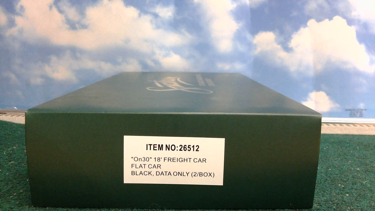 BACHMANN SPECTRUM 26512 ON30 18' FREIGHT CAR FLAT CAR BLACK, DATA ONLY (2/BOX)