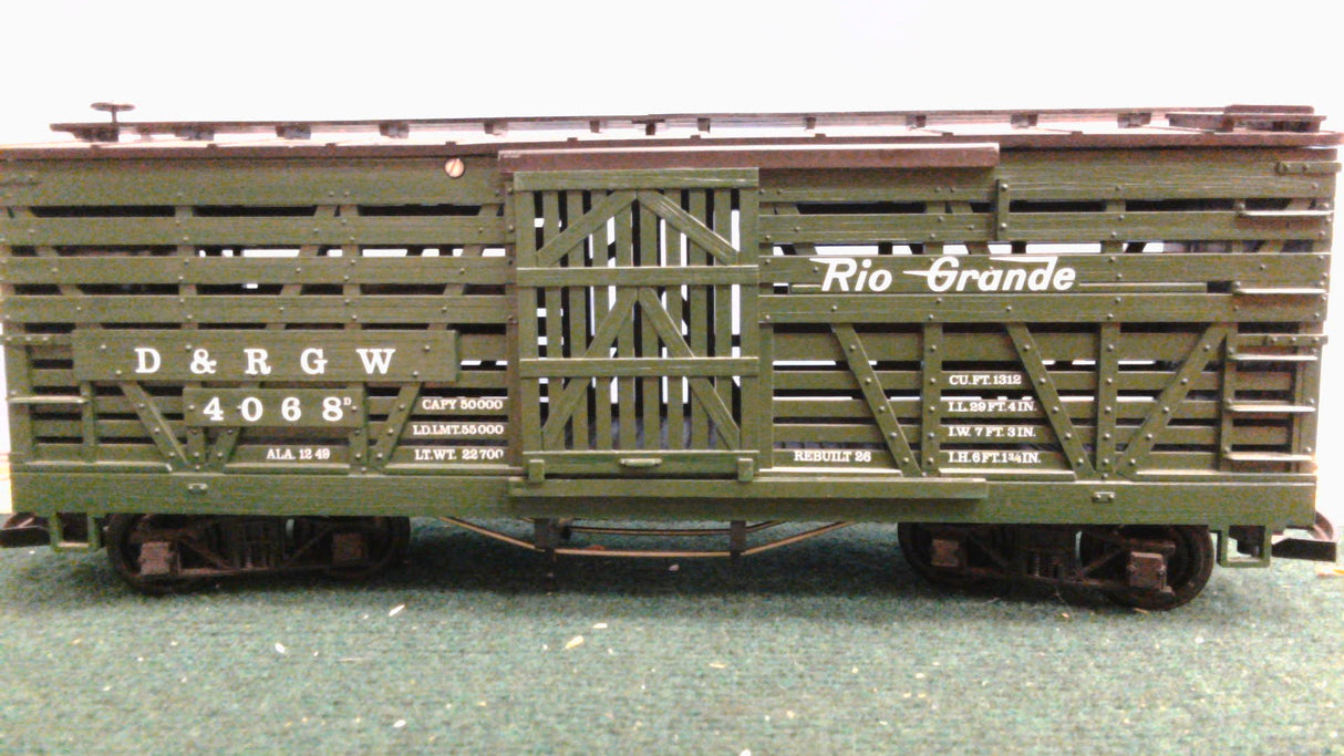 LGB 4068 DENVER & RIO GRANDE WESTERN STOCK CATTLE CAR - GREEN