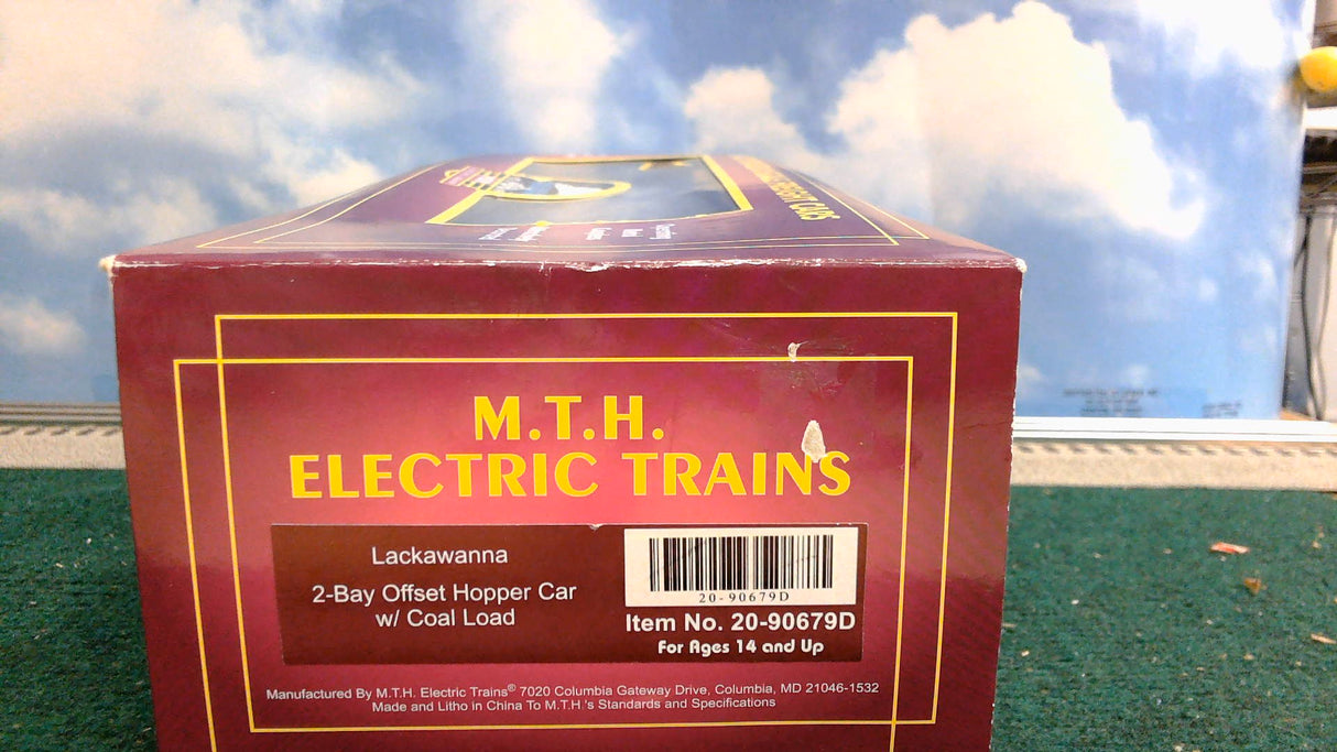 MTH 20-90679D LACKAWANNA 2-BAY OFFSET HOPPER W/ COAL LOAD