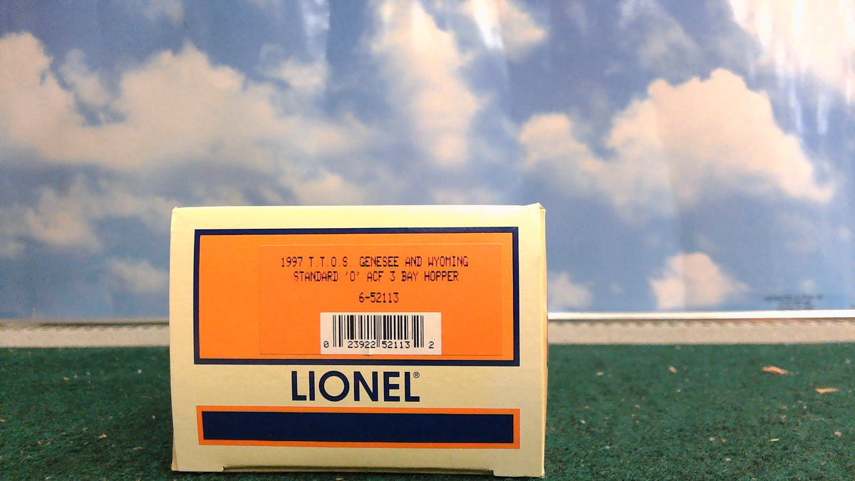 LIONEL 6-52113 1997 T.T.O.S. GENESEE AND WYOMING STANDARD O-GAUGE ACF 3 BAY HOPPER