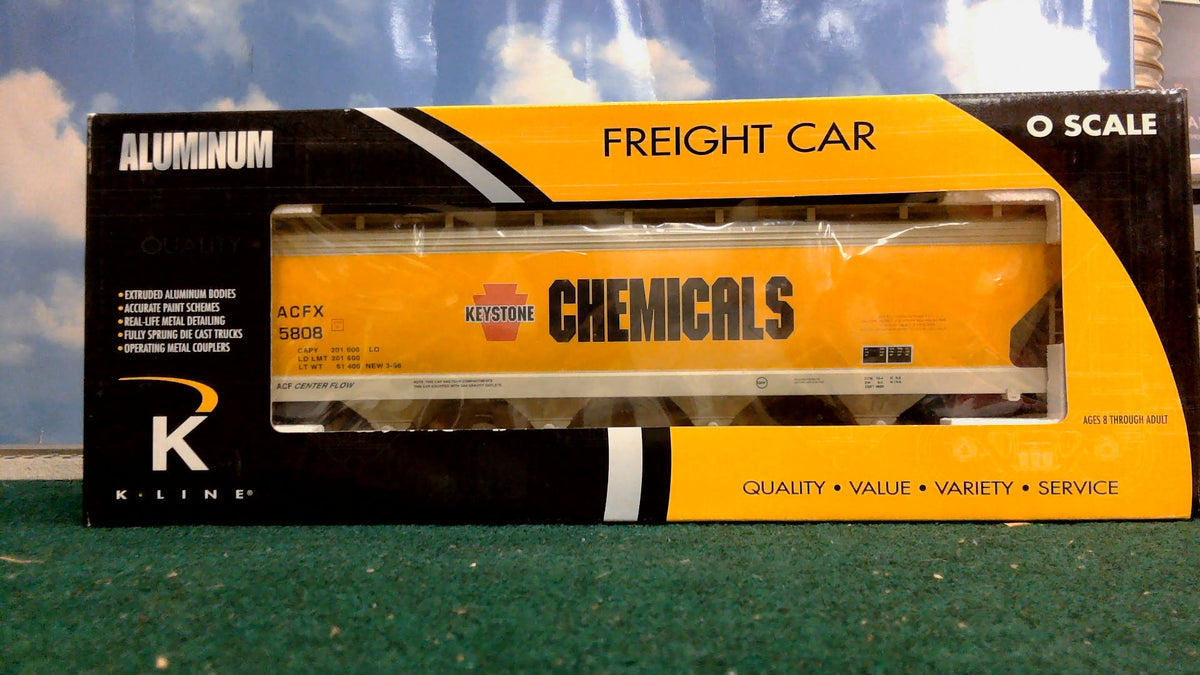 K-LINE K6244-8014 KEYSTONE CHEMICALS O SCALE EXTRUDED ALUMINUM 4 BAY CENTER FLOW MODERN HOPPER