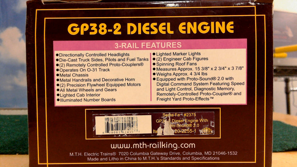 MTH 20-2255-1 SANTA FE GO38-2 W/PS2