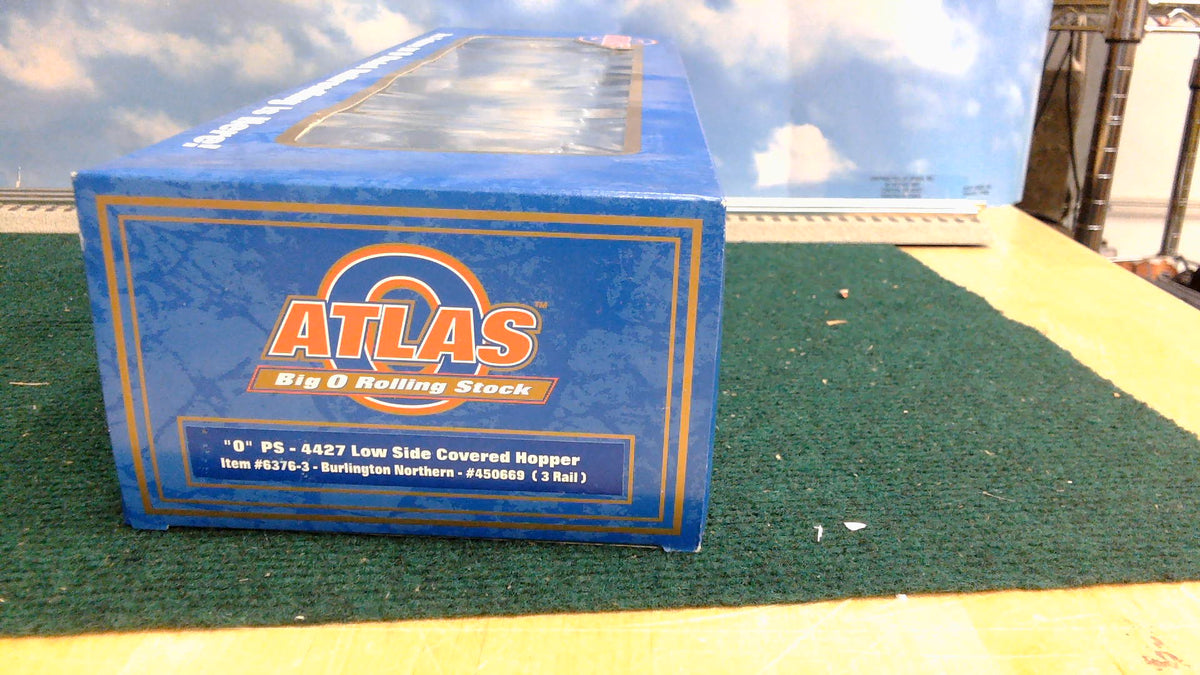 ATLAS PS-4427 LOW SIDE COVERED HOPPER 6376-3 BURLINTON NORTHERN (3 RAIL)