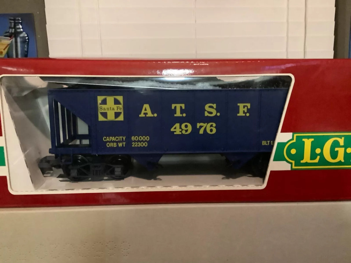 LGB G 4076 D 02 BLUE SANTA FE ATSF HOPPER G SCALE L/N In Original Box