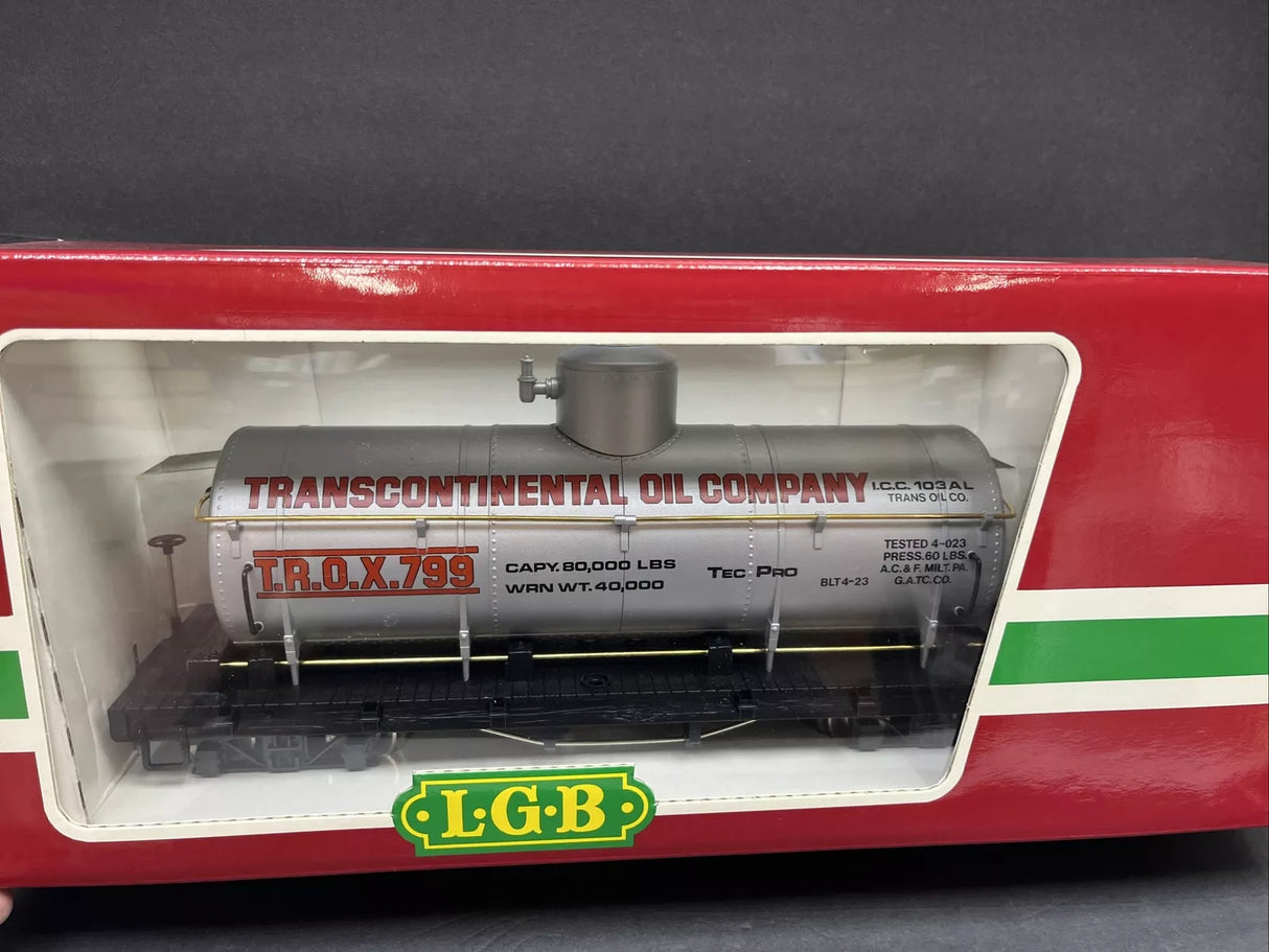 LGB 4080 Y01 G Scale Transcontinental Oil Co Single Dome Tank Car