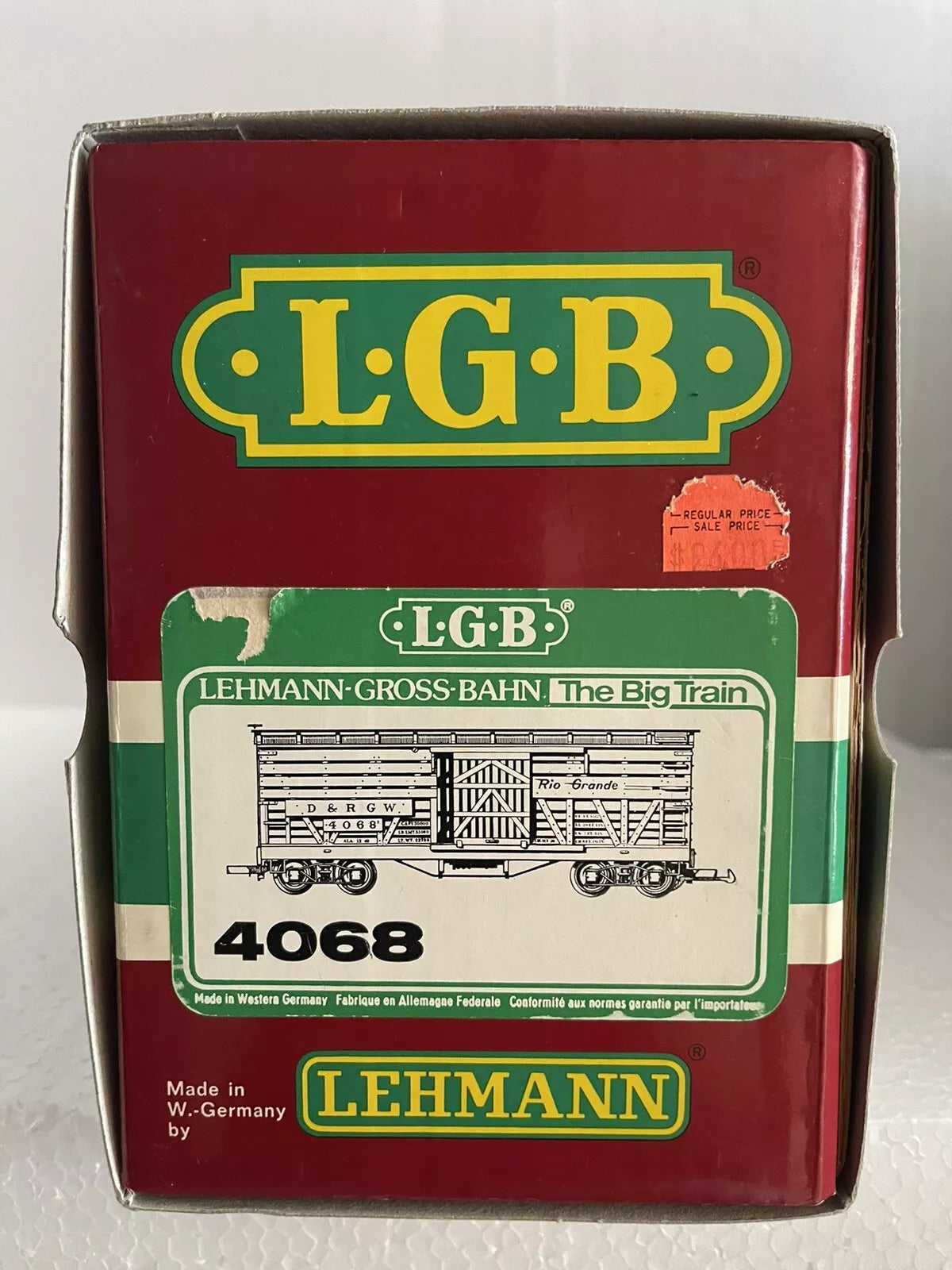 LGB 4068 DENVER & RIO GRANDE WESTERN STOCK CATTLE CAR - GREEN