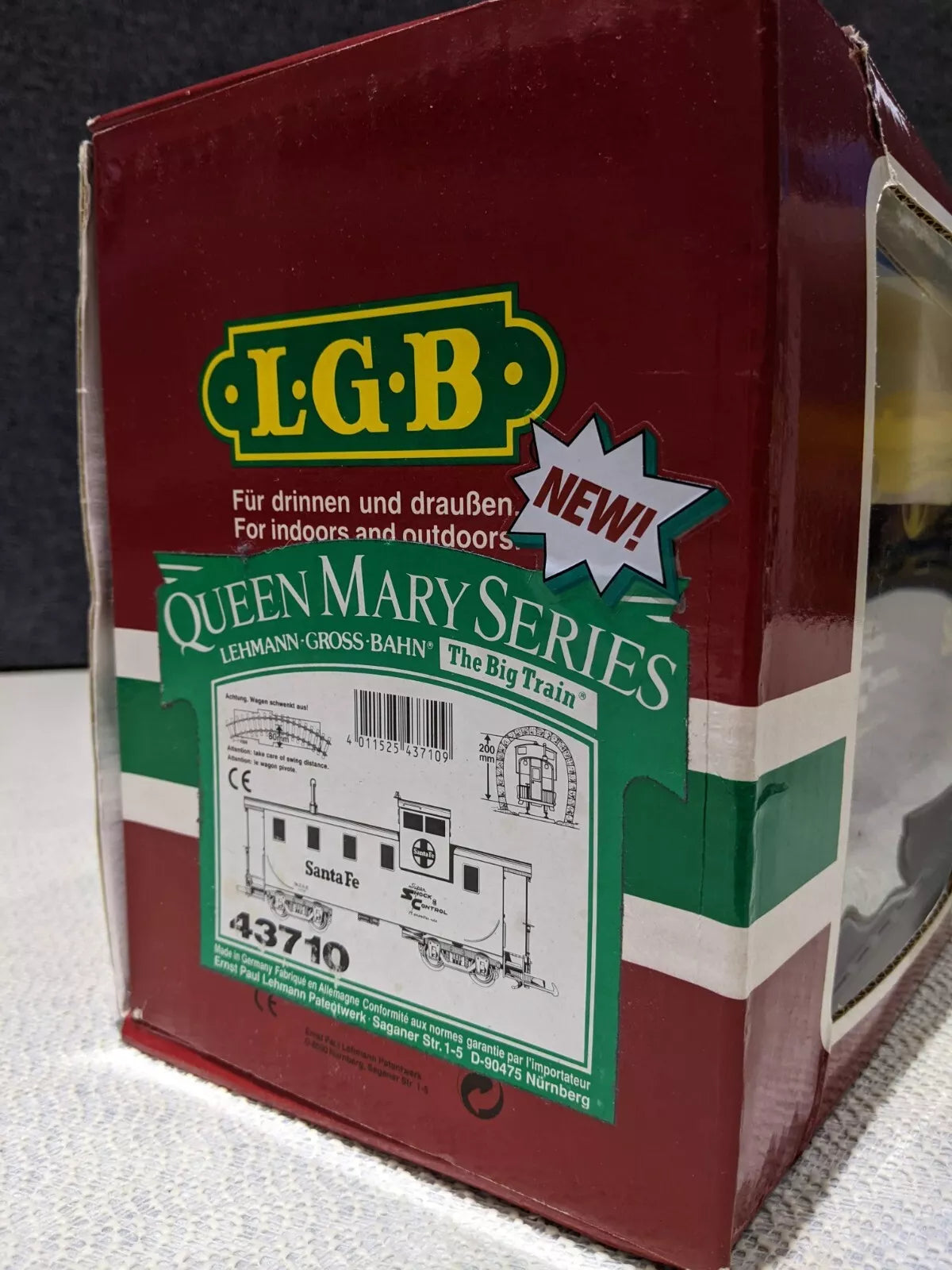 LGB 43710 G Scale Blue Queen Mary Series Santa Fe Caboose BLUE Box Train