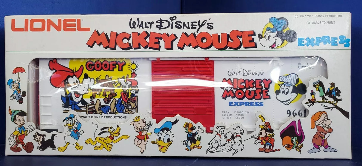 1977 Lionel 6-9661 Disney Mickey Mouse & Goofy Hi Cube Boxcar Express
