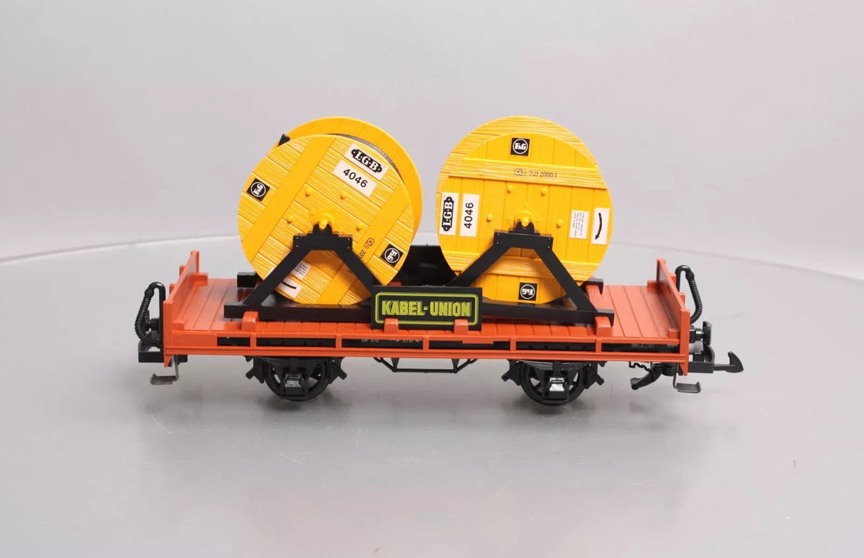 LGB 4002 G Scale Kabel Union Flatcar with Cable Reels