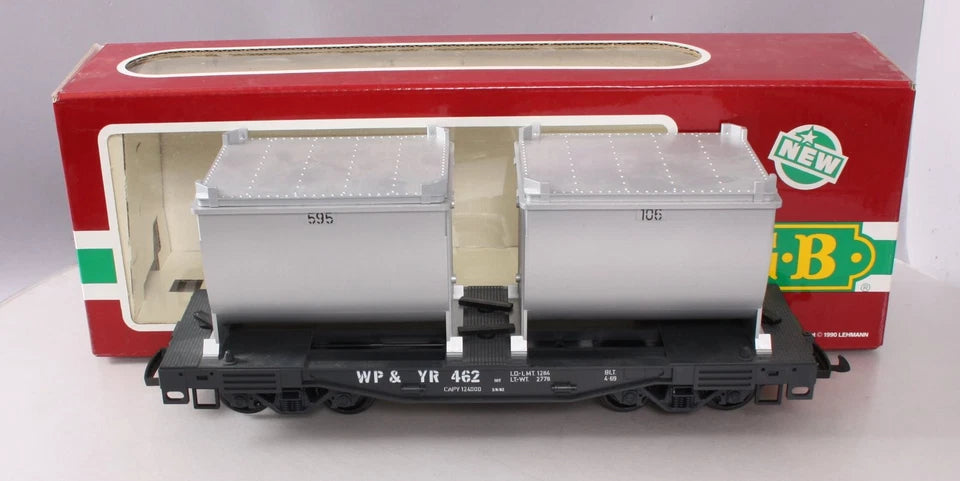LGB 4086 G Scale White Pass & Yukon Forney Flatcar w/Ore Container Load