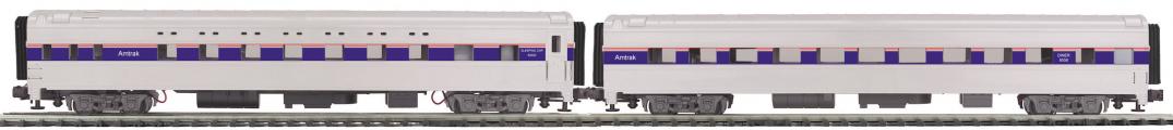 MTH Premier 20-66021: Amtrak 2-Car 70' Streamlined Slpr/Diner Passenger Set (Ribbed Sided)