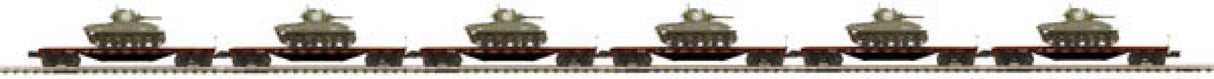 MTH 20-90550 Pennsylvania 6-Car 50-Ton 41' Wood Flat Car Set w/Sherman Tank Load