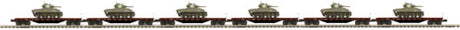 MTH 20-90550 Pennsylvania 6-Car 50-Ton 41' Wood Flat Car Set w/Sherman Tank Load