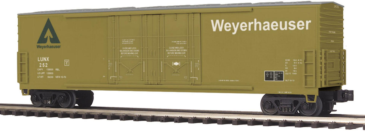 MTH 20-93113 Weyerhaeuser 50' Dbl. Door Plugged Boxcar