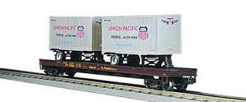 MTH Premier 20-98107: Union Pacific Flatcar w/o Two 20' Trailers