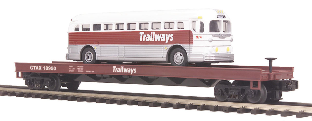 MTH 20-98187 Trailways O Scale Premier Flat Car w/Die-Cast Bus