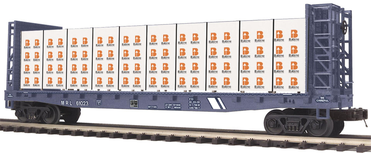 MTH 20-98661 Montana Rail Link O Scale Premier Flat Car w/Bulkheads w/Covered Wood Load